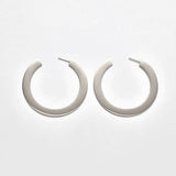 Medium Silver Flat Hoop Earrings