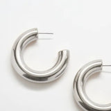 Silver Medium Chunky Hoop Earrings