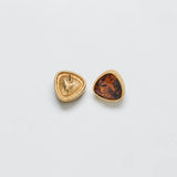 Vintage amber-tone triangular stud earrings — front and reverse