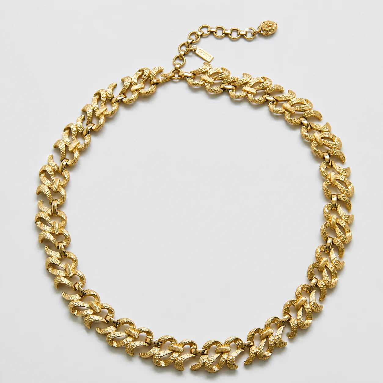 Vintage Anne Klein gold-tone curb chain necklace, front view
