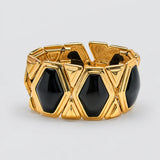 Vintage black geometric stretch bracelet — link detail