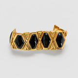 Vintage black geometric stretch bracelet — front