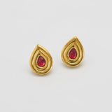 Vintage Givenchy red teardrop earrings — front