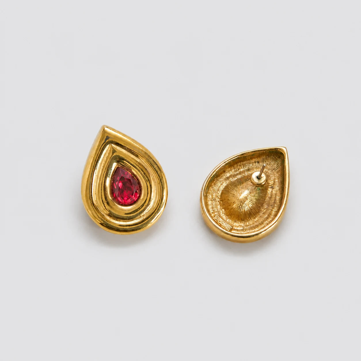 Vintage Givenchy red teardrop earrings — signed backs