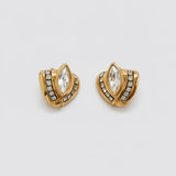 Vintage gold-tone crystal marquise earrings — front pair