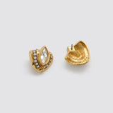 Vintage gold-tone crystal marquise earrings — reverse and post detail