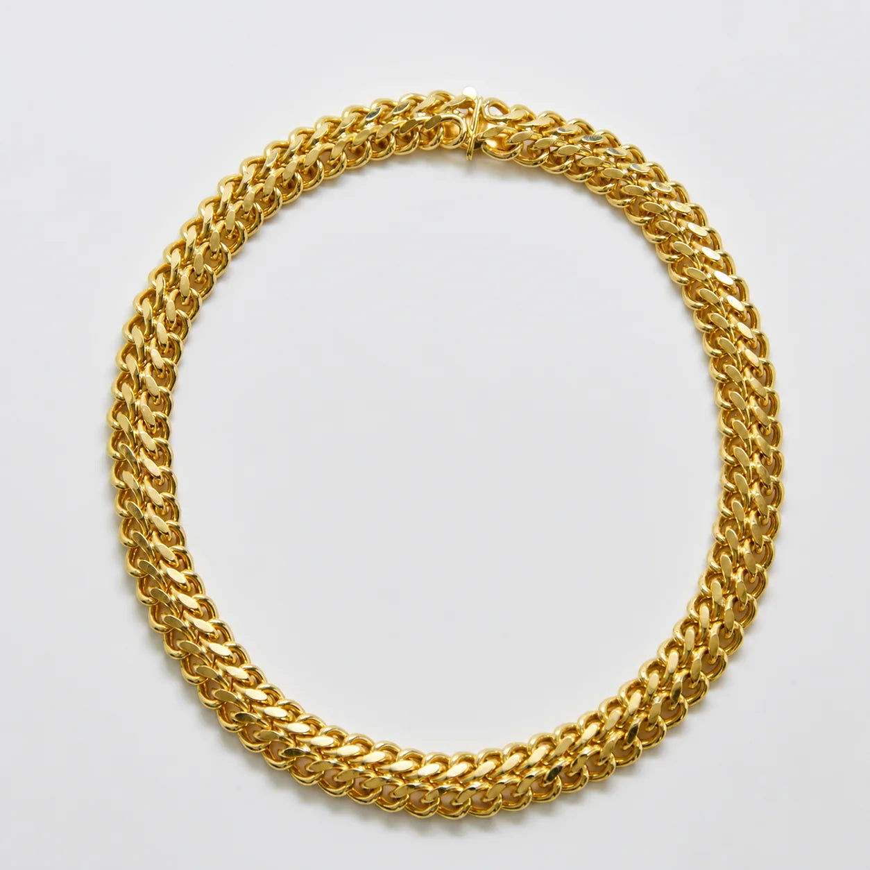 Vintage gold-tone double curb chain necklace, front view