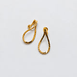 Vintage Gold-Tone Faceted Teardrop Clip-On Earrings — pair detail