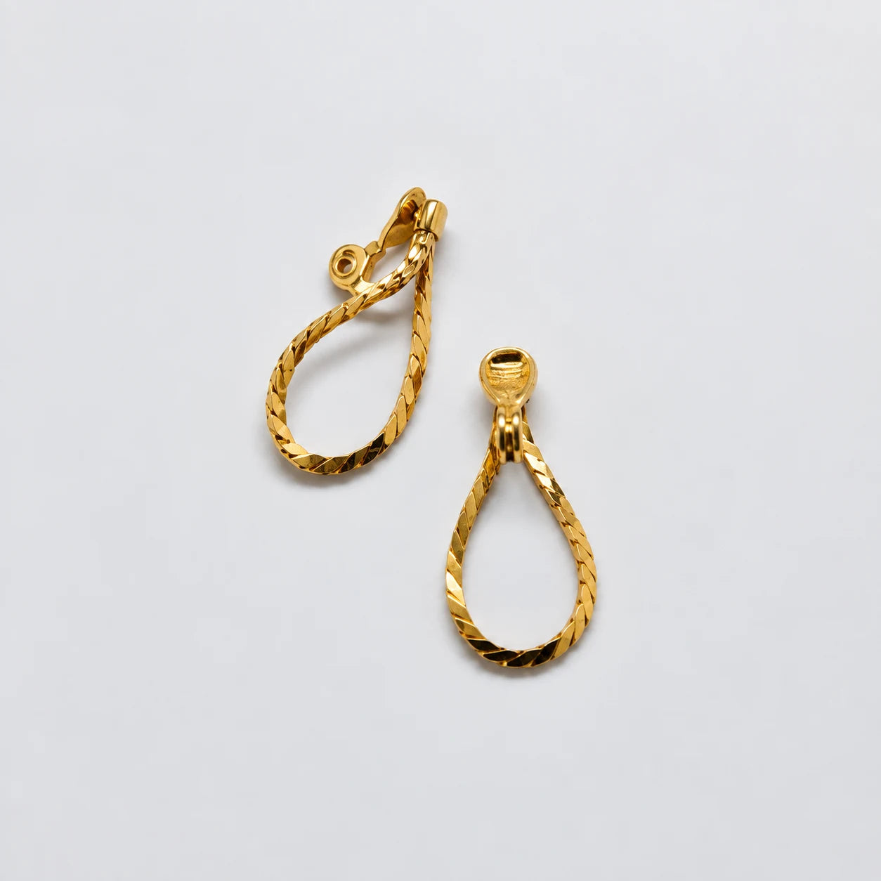 Vintage Gold-Tone Faceted Teardrop Clip-On Earrings — alternate pair view