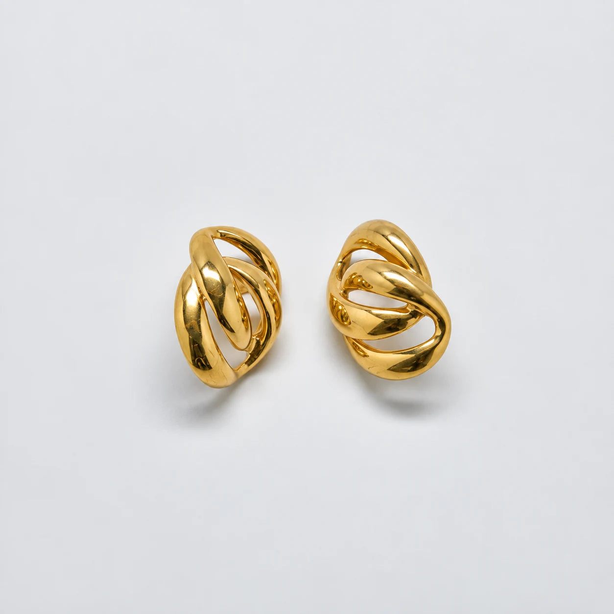 Vintage Gold-Tone Interlocking Loop Earrings — front pair
