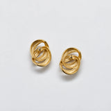 Vintage Gold-Tone Interlocking Loop Earrings — reverse and post detail