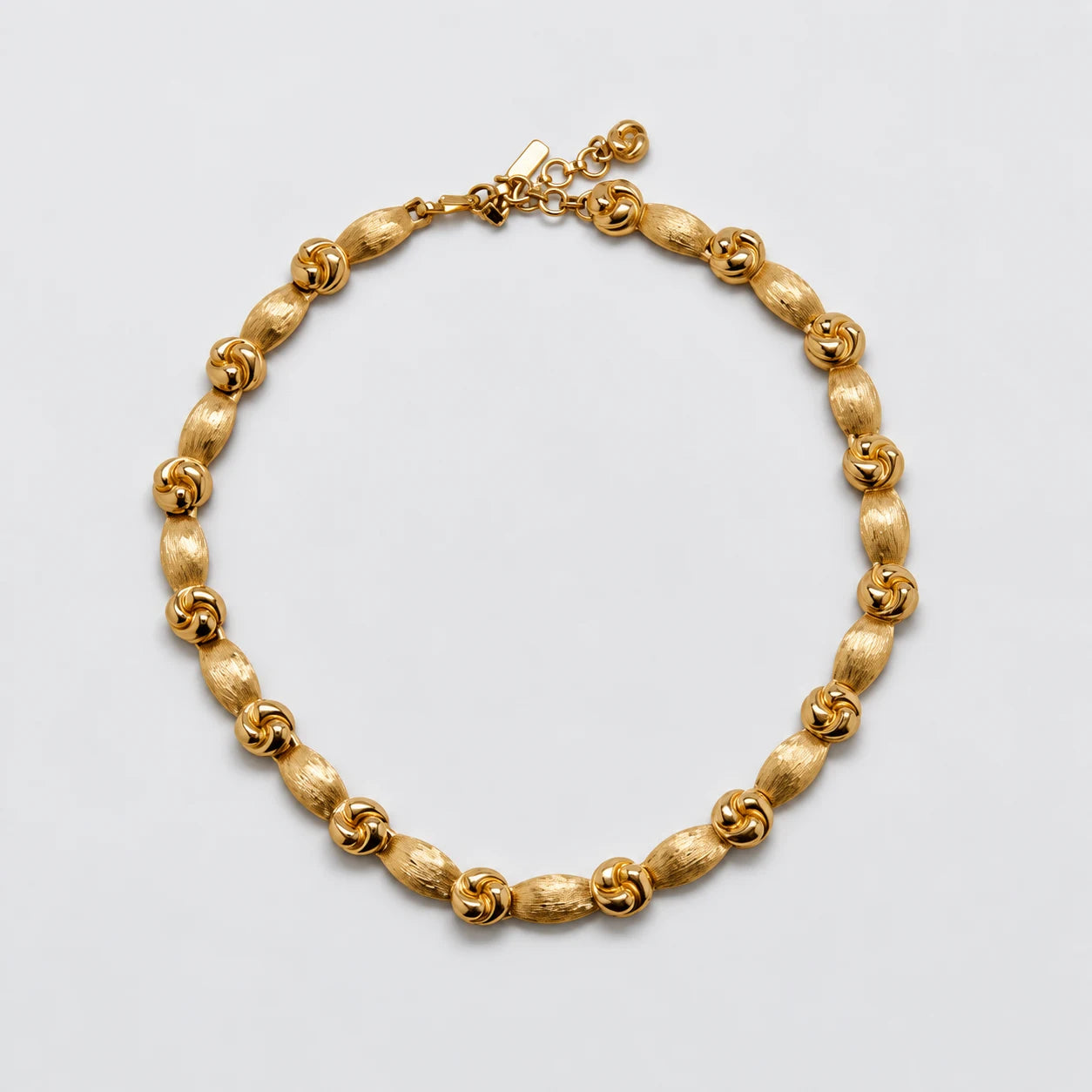 Vintage Gold-Tone Knot and Oval Link Necklace — front and extender