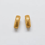 Vintage Gold-Tone Lattice Hoop Clip-On Earrings — front pair