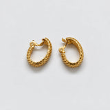 Vintage Gold-Tone Lattice Hoop Clip-On Earrings — open hoop and clip detail