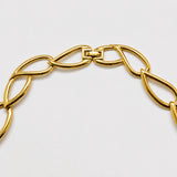 Vintage gold-tone open leaf link necklace — clasp detail