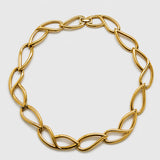 Vintage gold-tone open leaf link necklace — front