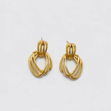 Vintage gold-tone open wire drop earrings — front pair