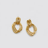 Vintage gold-tone open wire drop earrings — reverse and post detail