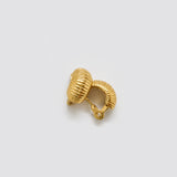 Vintage gold-tone ribbed crescent clip-on earrings — angled view
