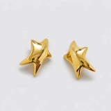 Vintage gold-tone sculptural star clip-on earrings — front pair