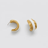 Vintage gold-tone white enamel hoop earrings — front pair