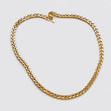 Vintage gold-tone woven chain necklace — clasp and tag detail