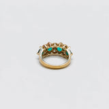 Vintage green and clear stone band ring — interior stamps