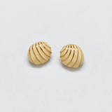 Vintage ivory-tone striped shell earrings — front