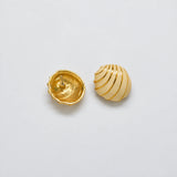 Vintage ivory-tone striped shell earrings — front and reverse