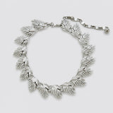 Vintage Lisner silver-tone leaf link necklace — front