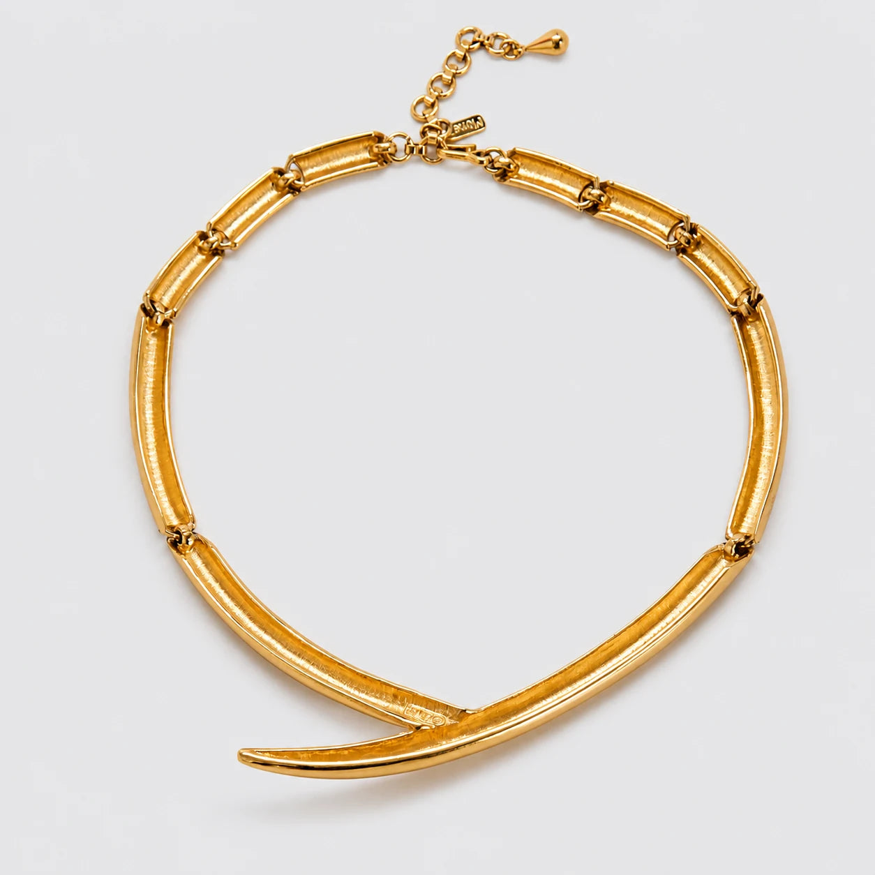 Vintage Napier gold-tone sculptural collar necklace — signed tag and clasp