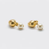 Vintage gold-tone pearl drop clip-on earrings — front