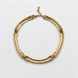 Vintage gold-tone segmented rope collar necklace — reverse and adjustable chain