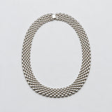 Vintage Silver-Tone Multirow Link Collar Necklace — polished front and clasp