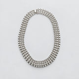 Vintage Silver-Tone Multirow Link Collar Necklace — textured reverse and clasp