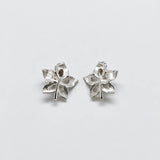 Vintage Silver-Tone Openwork Leaf Earrings — pair detail
