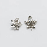Vintage Silver-Tone Openwork Leaf Earrings — alternate view and clip detail