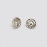 Vintage silver-tone woven dome earrings — reverse and post detail