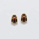 Vintage Trifari Amber and Black Earrings — front pair