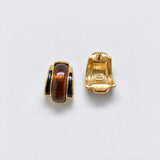 Vintage Trifari Amber and Black Earrings — front and reverse detail
