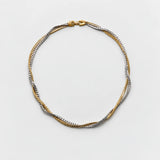 Vintage intertwined gold- and silver-tone chain necklace — alternate angle