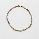 Vintage intertwined gold- and silver-tone chain necklace — front