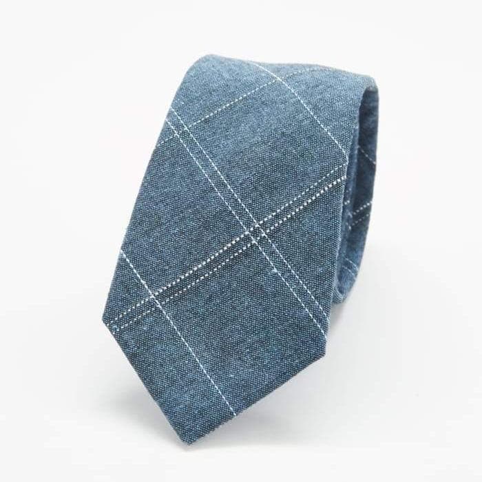 Blue Chambray Patterned Skinny Tie