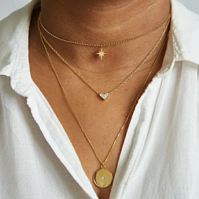Pave Disc Coin Necklace