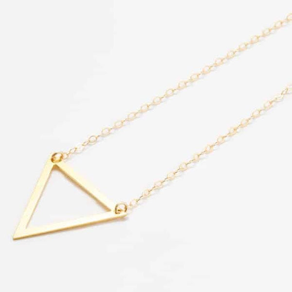 Gold Triangle Outline Pendant Necklace