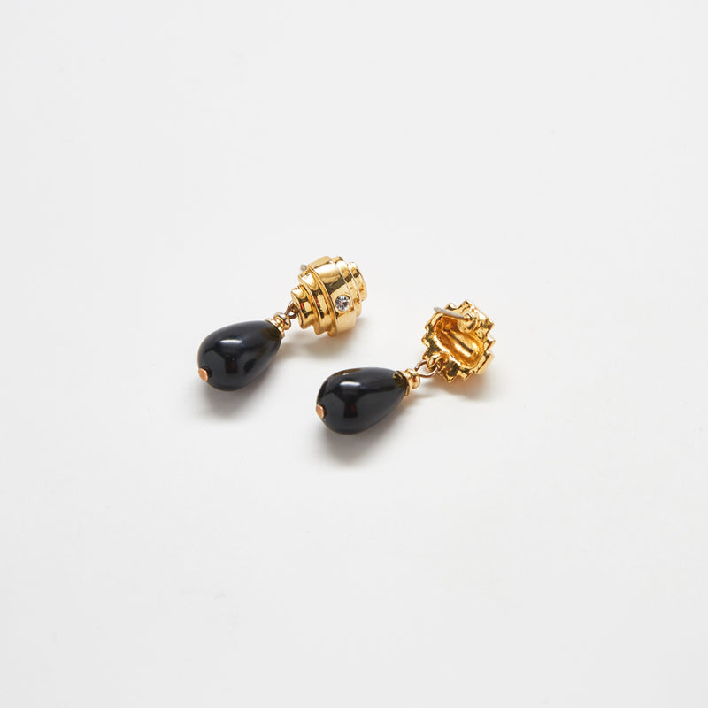 Vintage Black and Gold Drop Earrings