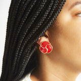 Vintage Napier Red Petal Stud Earrings