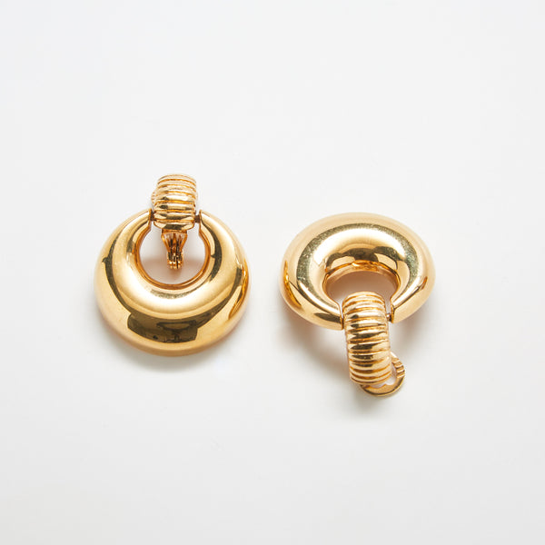 Vintage Round Gold Drop Earrings