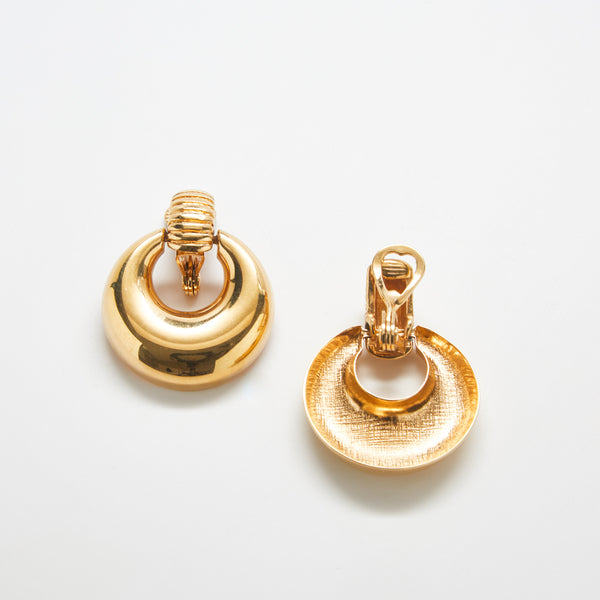 Vintage Round Gold Drop Earrings
