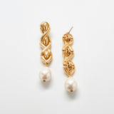 Vintage E. Pearl Gold Chain Drop Earrings